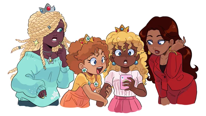 Also in 2020 I drew the Mario Princesses but Black. The harassment I got also spurred on a lot of support and #blacktober was created in response 