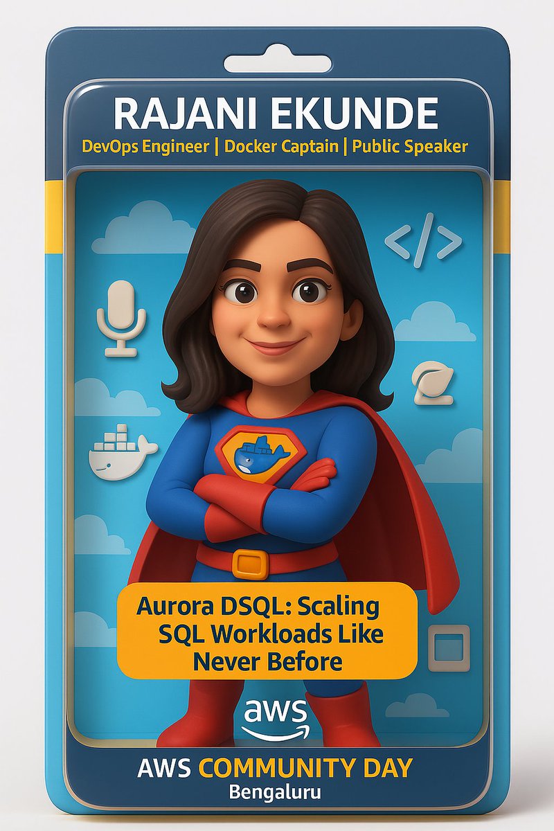 awsugblr's tweet image. 🥁 Excited to announce our speaker for AWS Community Day Bengaluru 2025

⭐ Rajani Ekunde☁️, Docker Captain and DevOps Engineer

🎫 Join us at AWS Community Day Bengaluru 2025 - acd.awsugblr.in/#tickets

#ACDBLR25 #AWSUGBLR #AWSCommunity