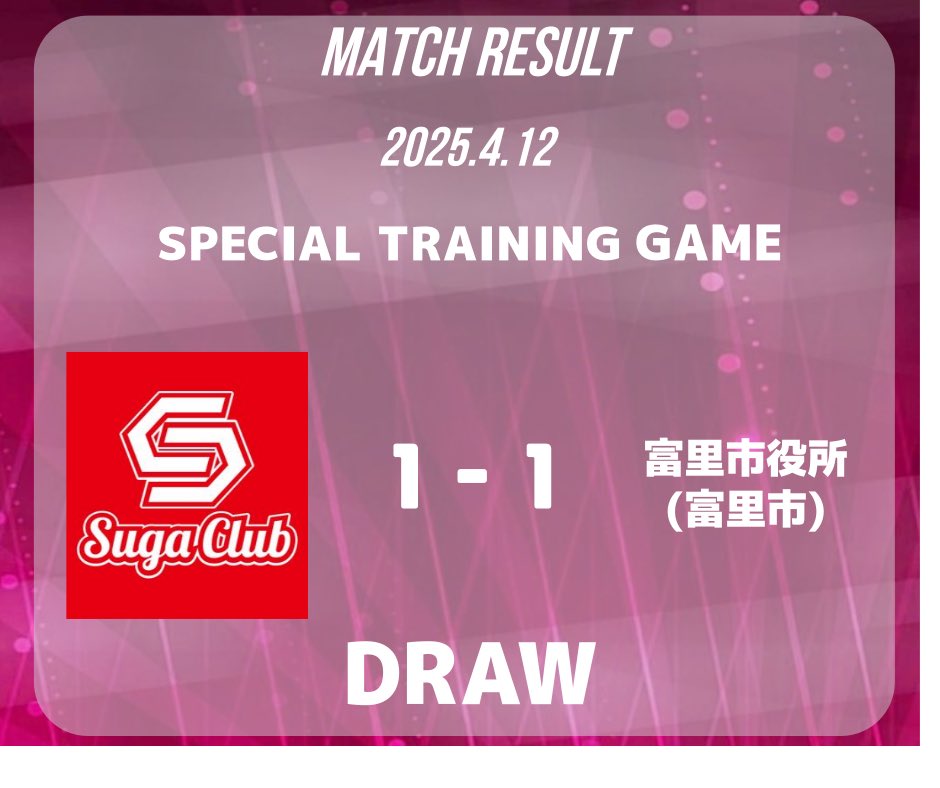 《試合結果》

🗓4月12日(土)
🏆OP戦
🆚富里市役所(富里市)

1-1引き分け

毎回接戦となる富里市役所さんとの
試合でしたが今回も良いリズムど
両チーム好プレーが連発する
好ゲームでした
今週末は横浜市民大会です！

#すがクラブ #軟式野球 #千葉遠征 #いつもありがとうございます