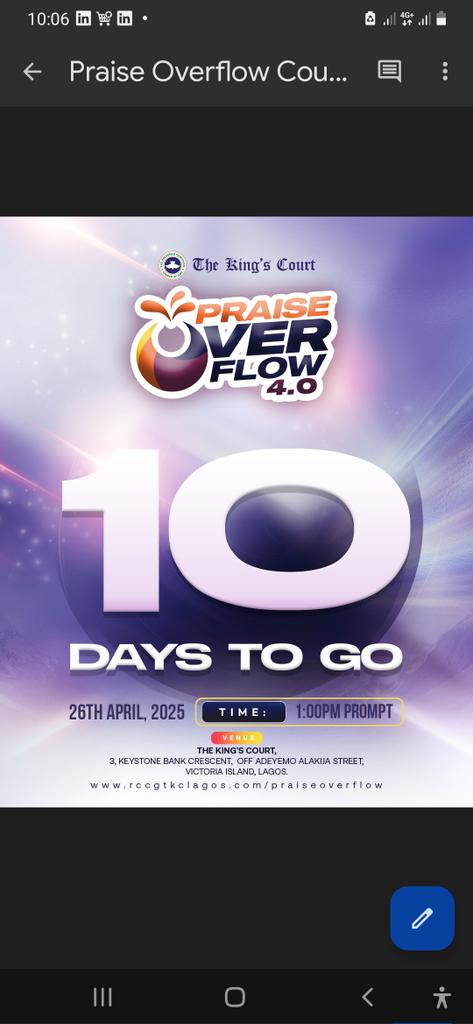 Praise_Overflow's tweet image. 💃🕺 In just 10 days, heaven meets earth at The King’s Court! Get ready for powerful praise and deep encounters.