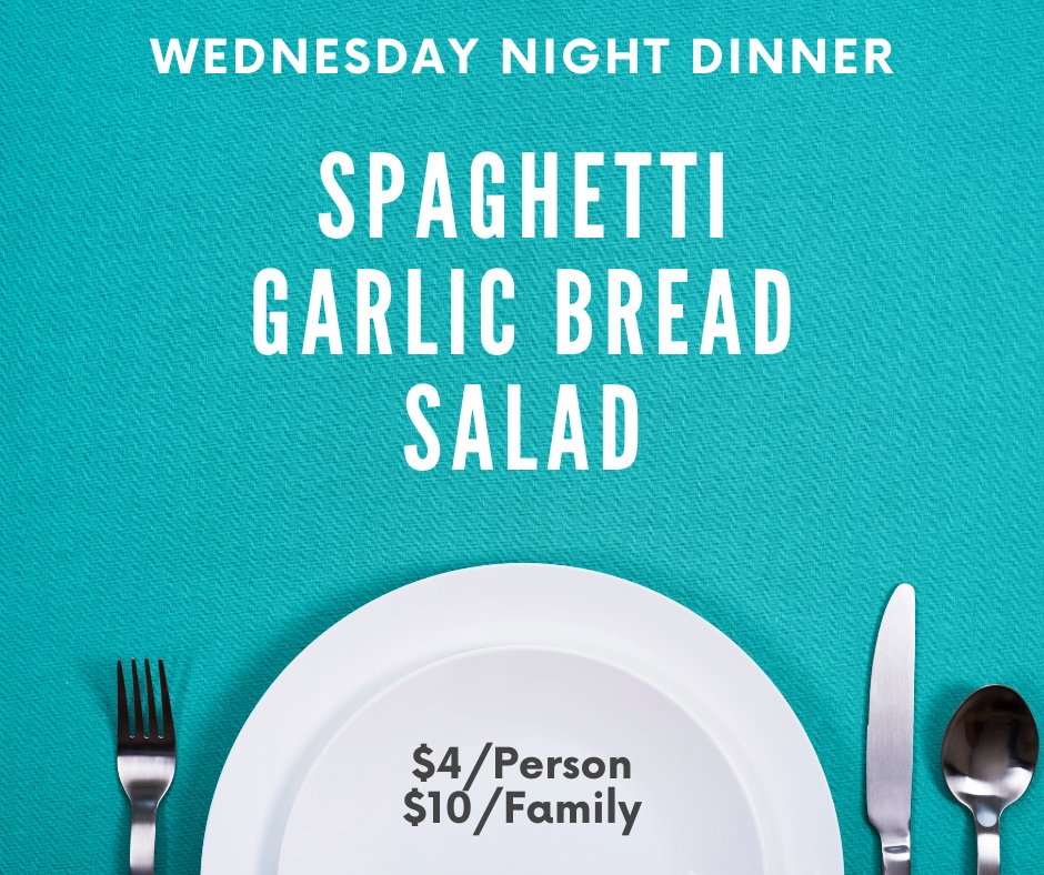 GrandLakeChurch's tweet image. 🍝 Wednesday Night Dinner – A Pasta Lover’s Dream! 🥖🥗

Join us this Wednesday night for a delicious meal and great fellowship! Come for the food, stay for the fellowship! See you Wednesday!

#WednesdayNightDinner #SpaghettiNight #GoodFoodGoodFellowship #GrandLakeChurch