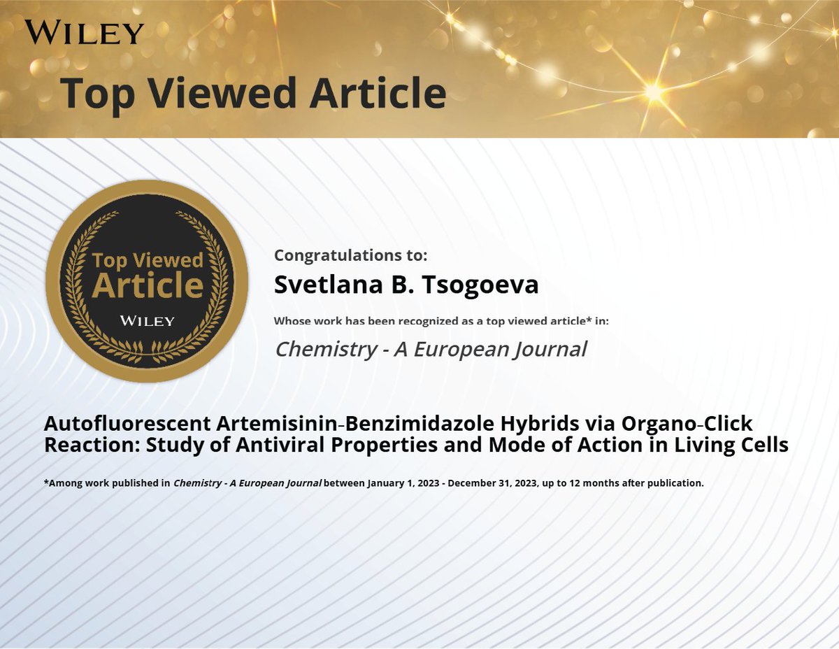 Check out our work in <a href="/ChemEurJ/">Chemistry</a>, which is among the Top 10% of #MostViewed articles in 2023! 
Congrats to the first author, Lars Herrmann &amp; the team, and thanks to all readers!! 
…mistry-europe.onlinelibrary.wiley.com/doi/10.1002/ch…