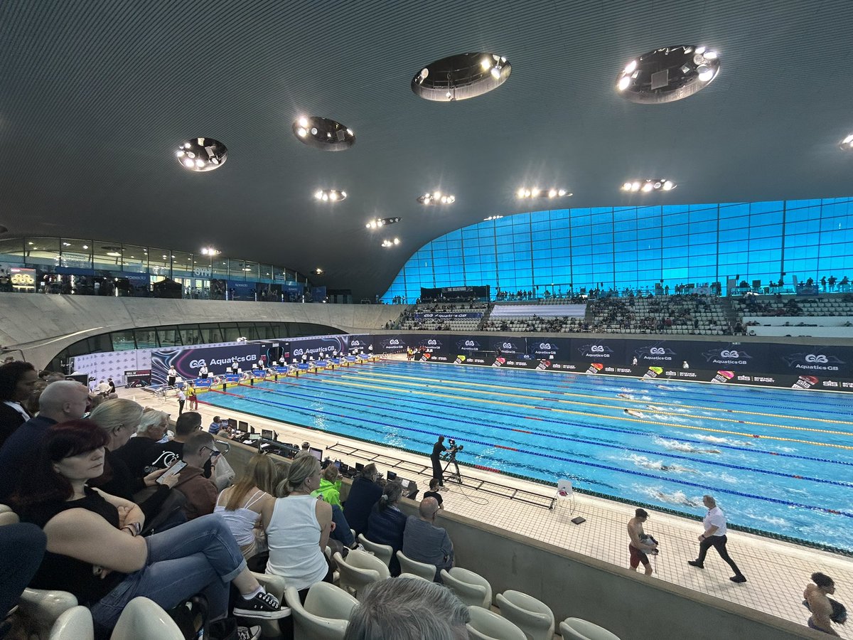 At London Aquatic Centre watching Ben in the British Swim Champs with the girls.