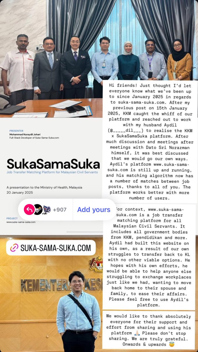 qilarunnlifts's tweet image. Hi korang!! Please bantu all gov servants untuk pindah tempat yang diingini untuk berkhidmat. Jom pakai platform suka sama suka ni!!! 

Tolong sebarkan so we can get better matches!! 

suka-sama-suka.com