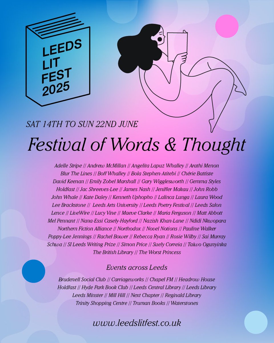 🚨 Leeds Lit Fest is back 🚨 

9 days of events in venues across the city. A gathering of words &amp; thought from writers is based in Leeds &amp; friends from afar.

Tickets are live: leedslitfest.co.uk