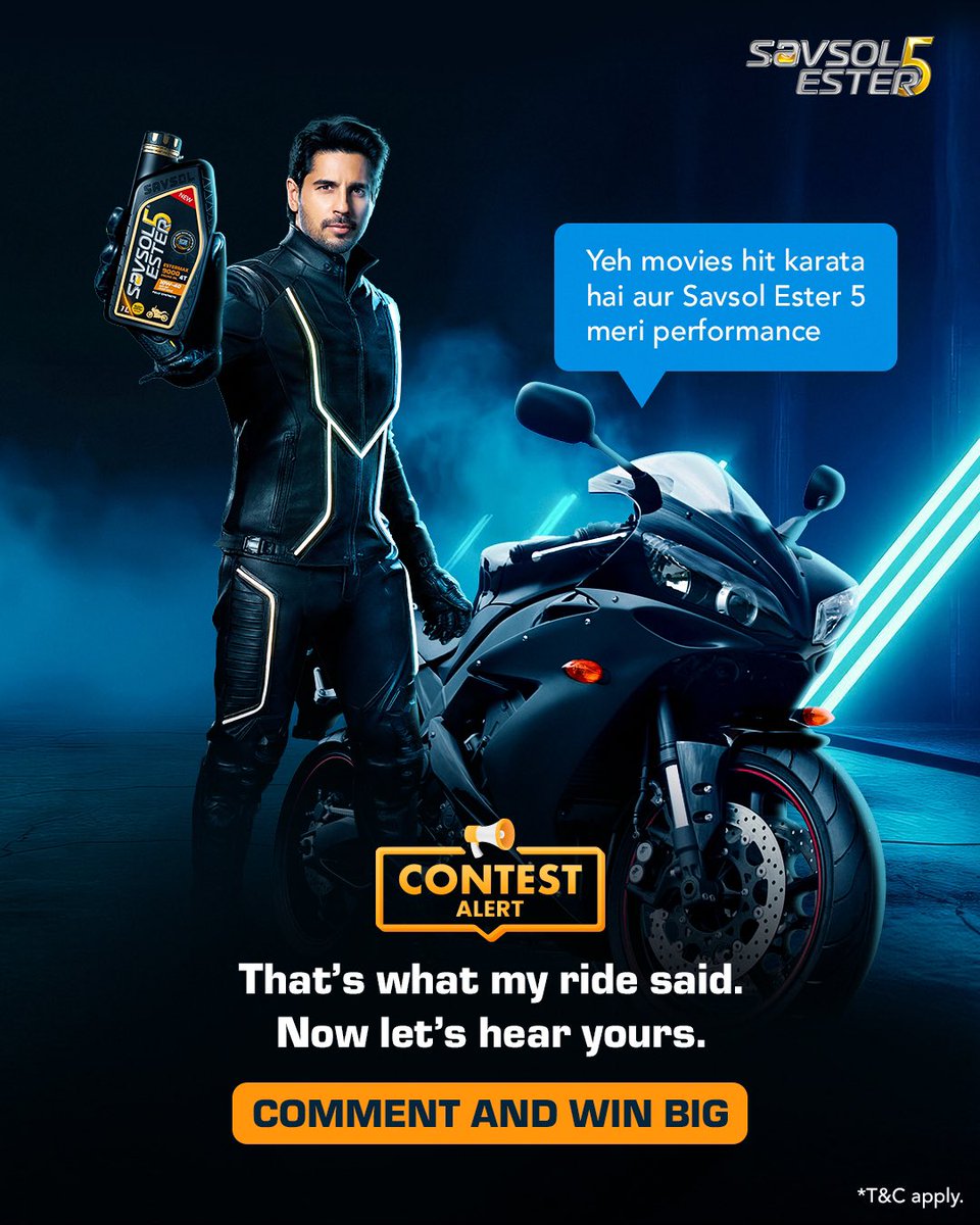 SidMalhotra's tweet image. One year with Savsol Ester 5, and my ride still sings its praises.
Now it’s your turn — if your bike could talk after a year of running smooth on Savsol Ester 5, what would it say?
Drop your one-liner in the comments — the wittiest ones win a slick surprise.…