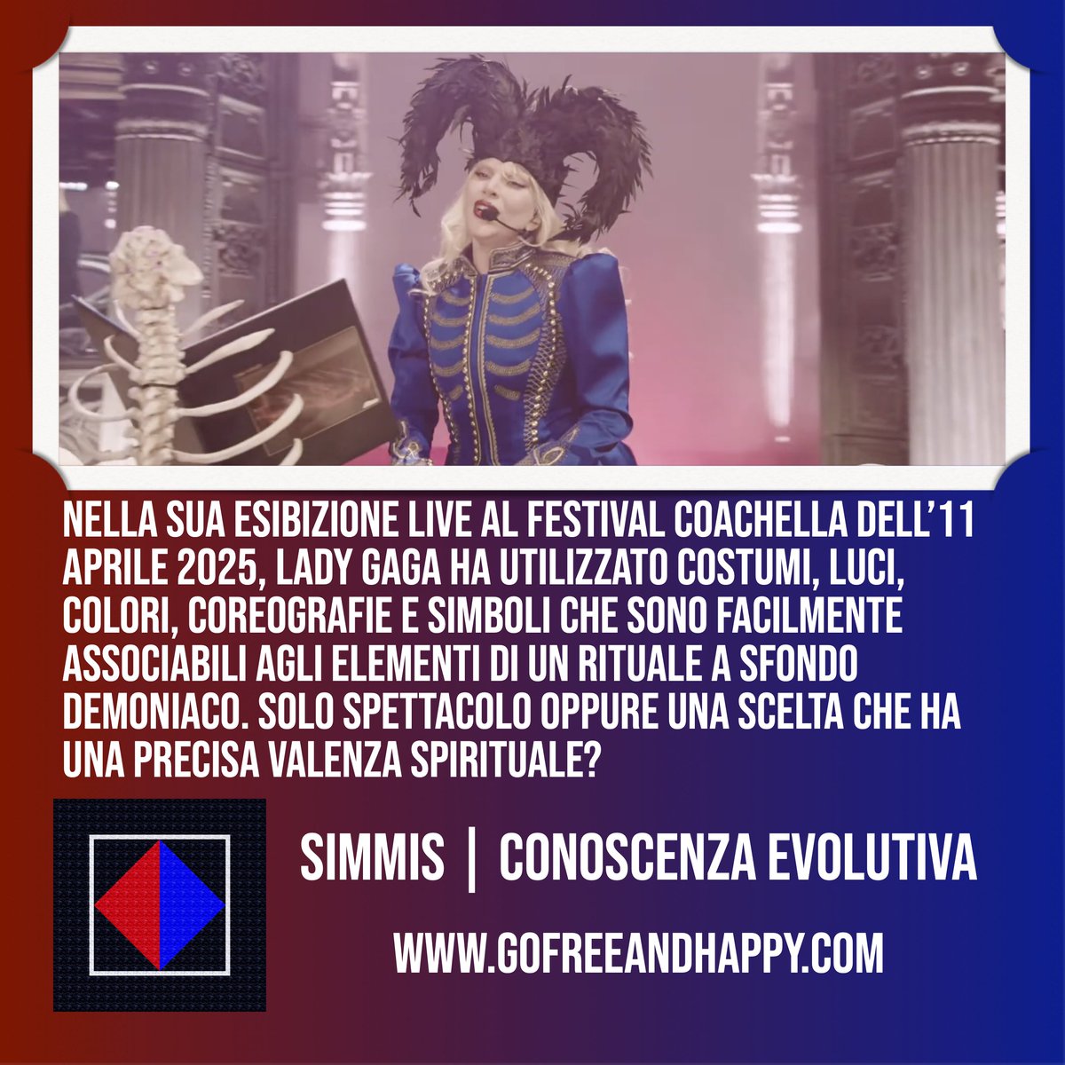 SIMMISevolution's tweet photo. LADY GAGA e la PERFORMANCE DEMONIACA al festival COACHELLA 2025

YouTube: https://t.co/JfUPDEWSSj
Spotify: https://t.co/fzznGDAdn7

#ladygaga #coachella2025 #satanismo #esoterismo #illuminati #massoneria #religione https://t.co/I324InRj0m