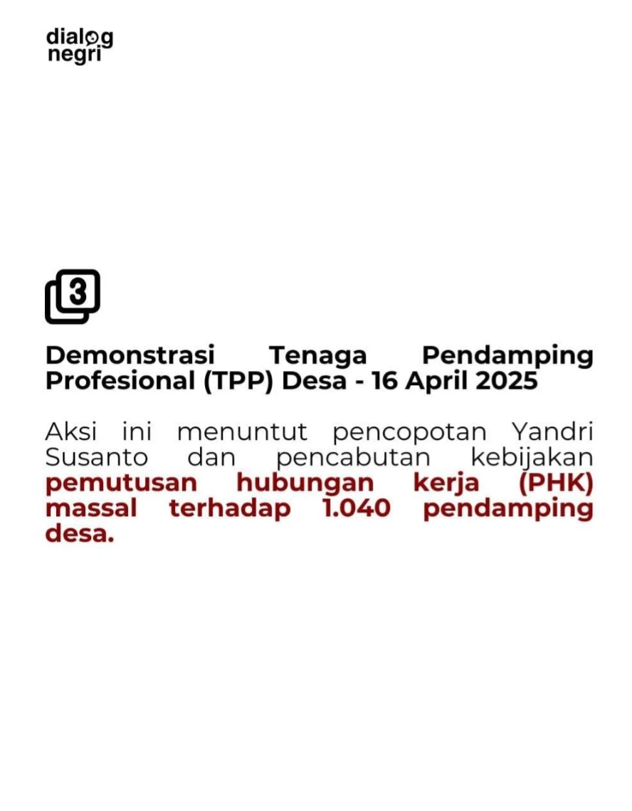 Ada 3 Prestasi Menteri desa <a href="/kemendesapdtt/">kemendesapdtt</a> ini bos <a href="/prabowo/">Prabowo Subianto</a> 
1. Paling sering bikin MoU yg kental seremonial belaka.
2. Paling sering didemo karena goblok mungkin ya?
3. Paling sering nemuin ormas dan okp krn takut diserang sana sini.