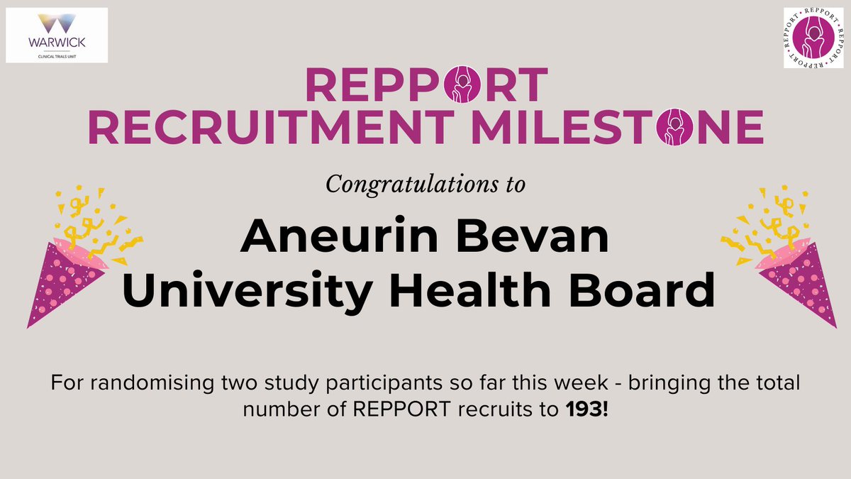 REPPORT (@repporttrial) on Twitter photo Kudos to our egg-ceptional team at <a href="/AneurinBevanUHB/">Aneurin Bevan University Health Board</a> who have gone the egg-stra mile and randomised two participants to REPPORT this week, just in time for Easter!🐇
<a href="/AndyMetOrtho/">Andy Metcalfe</a> <a href="/TobyOSmith/">Toby Smith</a> <a href="/WarwickCTU/">Warwick CTU</a> Kudos to our egg-ceptional team at <a href="/AneurinBevanUHB/">Aneurin Bevan University Health Board</a> who have gone the egg-stra mile and randomised two participants to REPPORT this week, just in time for Easter!🐇
<a href="/AndyMetOrtho/">Andy Metcalfe</a> <a href="/TobyOSmith/">Toby Smith</a> <a href="/WarwickCTU/">Warwick CTU</a>