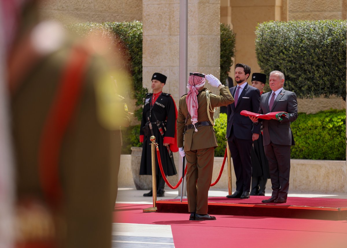 RHCJO's tweet photo. From the flag raising ceremony at Al Husseiniya Palace on the occasion of #Jordan's National #FlagDay, which falls on 16 April each year 🇯🇴 https://t.co/kD9t3Zx3hb