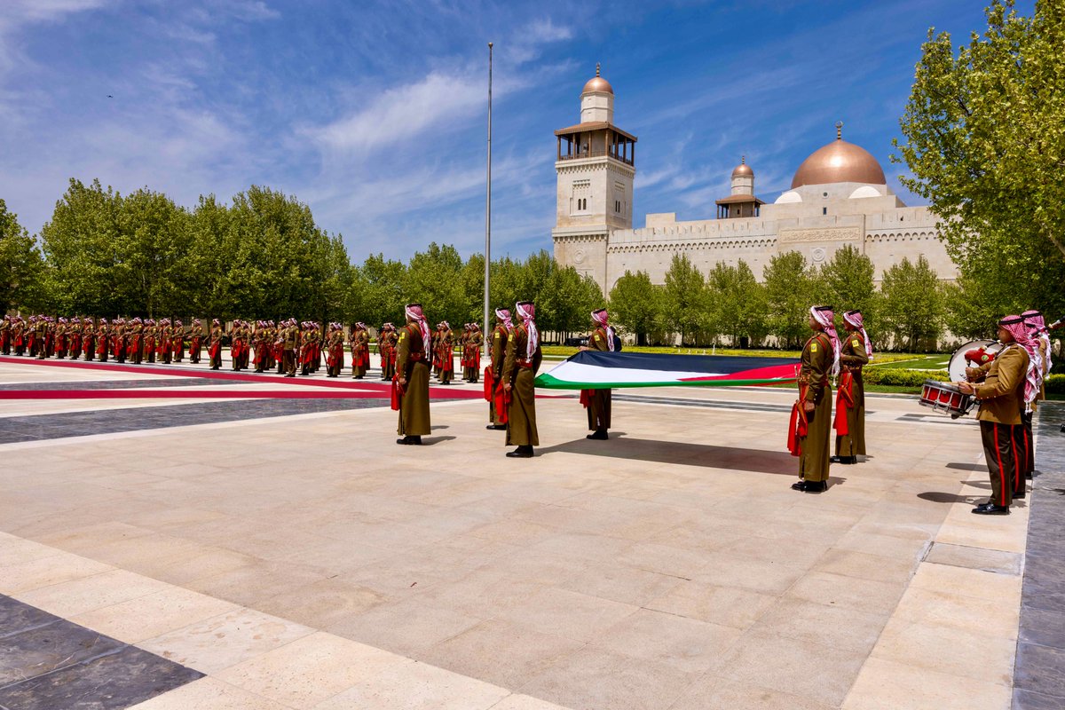 RHCJO's tweet photo. From the flag raising ceremony at Al Husseiniya Palace on the occasion of #Jordan's National #FlagDay, which falls on 16 April each year 🇯🇴 https://t.co/kD9t3Zx3hb