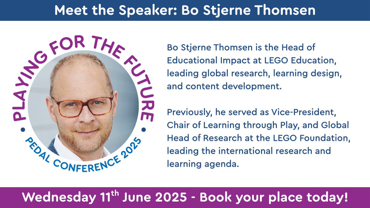 PEDAL Cam (@pedalcam) on Twitter photo We're so excited to introduce you to our first #PEDALConference2025 keynote speaker: <a href="/BoStjerne/">Bo Stjerne Thomsen</a>, Head of Educational Impact at <a href="/LEGO_Education/">LEGO Education</a> ๐งฑ
Learn more at: pedalhub.net/conference2025โฆ
Book your tickets at: pedalhub.net/conference2025 We're so excited to introduce you to our first #PEDALConference2025 keynote speaker: <a href="/BoStjerne/">Bo Stjerne Thomsen</a>, Head of Educational Impact at <a href="/LEGO_Education/">LEGO Education</a> ๐งฑ
Learn more at: pedalhub.net/conference2025โฆ
Book your tickets at: pedalhub.net/conference2025