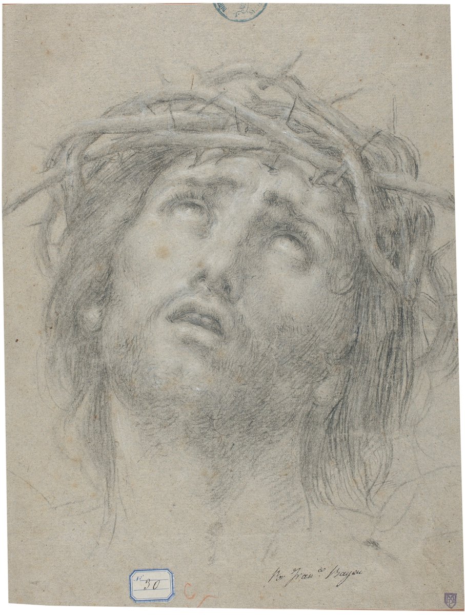 ColeccionMMoret's tweet photo. 10.- Francisco #Bayeu y subías. Cabeza de Cristo coronado de espinas. Lápiz negro y clarión sobre papel pardo, h. 1760-1780. @museodelprado https://t.co/5LP5srRZGq