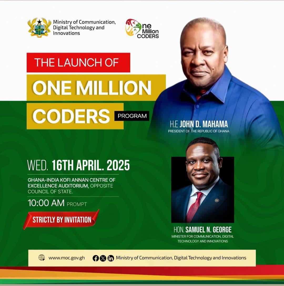 This morning, we are live from the Ghana-India Kofi Annan Centre of Excellence in ICT on TV3, Joy TV, Citi TV, Metro TV, GTV and Woezor TV for the launch of the One Million Coders Programme.

Please join us. 🦁🇬🇭