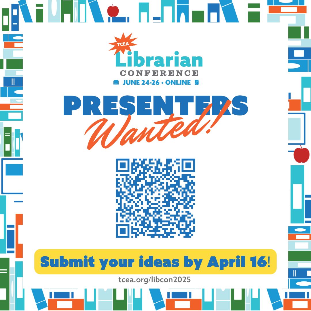 TCEA's tweet photo. 🚨 Heads up, library leaders! TODAY (April 16) is your last chance to submit your session ideas for the 2025 TCEA Librarian Conference. Got something awesome to share? Don’t wait—get that proposal in before the clock runs out! ⏳📚
https://t.co/B3wHAWwjlg @preimers
#librarytwitter #edutwitter #txlchat #schoollibrarians