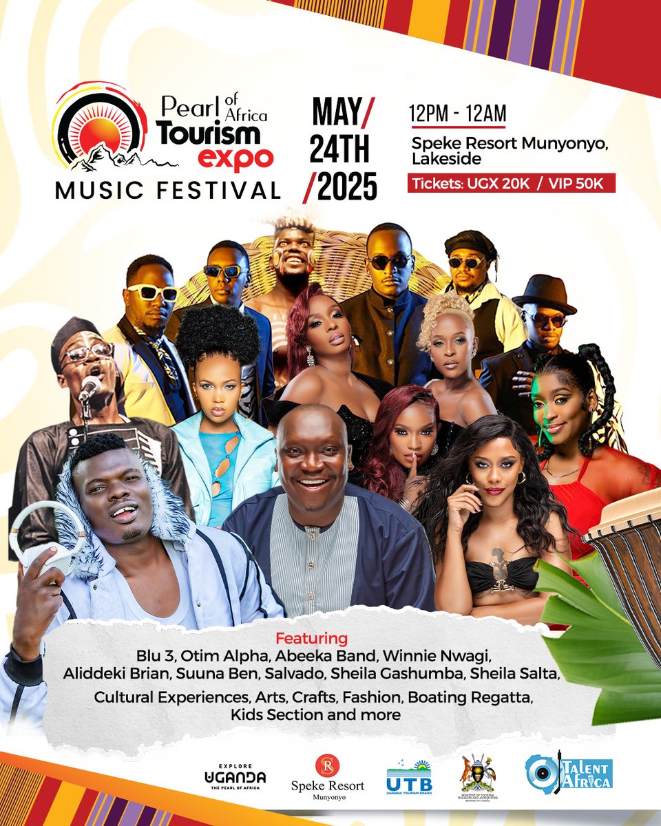 Babie Jacquie Penny (@bjacquie_p) on Twitter photo Donβt miss the #POATE2025 Music Festival on May 24th at <a href="/spekeresort/">Speke Resort Munyonyo</a>.
Experience live music from <a href="/Abeeka_band/">ABEEKA BAND πΊπ¬</a>, <a href="/idringp/">Patrick Salvado π</a> & more, plus cultural showcases, fashion and fun.
Grab your ticket now at tagticketing.com.
Ordinary: 20K & VIP 50K.
#POATE2025 || #ExploreUganda Donβt miss the #POATE2025 Music Festival on May 24th at <a href="/spekeresort/">Speke Resort Munyonyo</a>.
Experience live music from <a href="/Abeeka_band/">ABEEKA BAND πΊπ¬</a>, <a href="/idringp/">Patrick Salvado π</a> & more, plus cultural showcases, fashion and fun.
Grab your ticket now at tagticketing.com.
Ordinary: 20K & VIP 50K.
#POATE2025 || #ExploreUganda