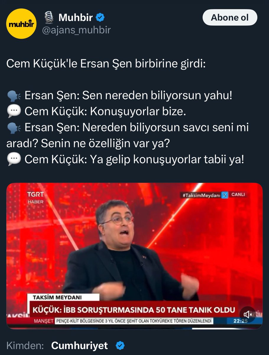 Bu program HSYK için suç duyurusudur.
Cem küçük yalan söylüyorsa savcılar Cem Küçük hakkında soruşturma başlatmalı.
Cem küçük doğru söylüyorsa HSYK savcılar hakkında soruşturma başlatmalı.