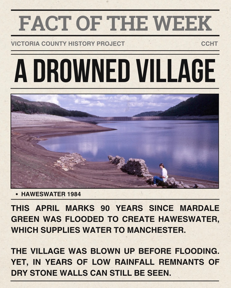 After a brief hiatus we are back to our usual posting schedule 🎉

This week’s Fact of the Week highlights 90 years since the flooding of Mardale Green in the #LakeDistrict 🌄

See below and find out more at…
cumbriacountyhistory.org.uk/drowned-villag…