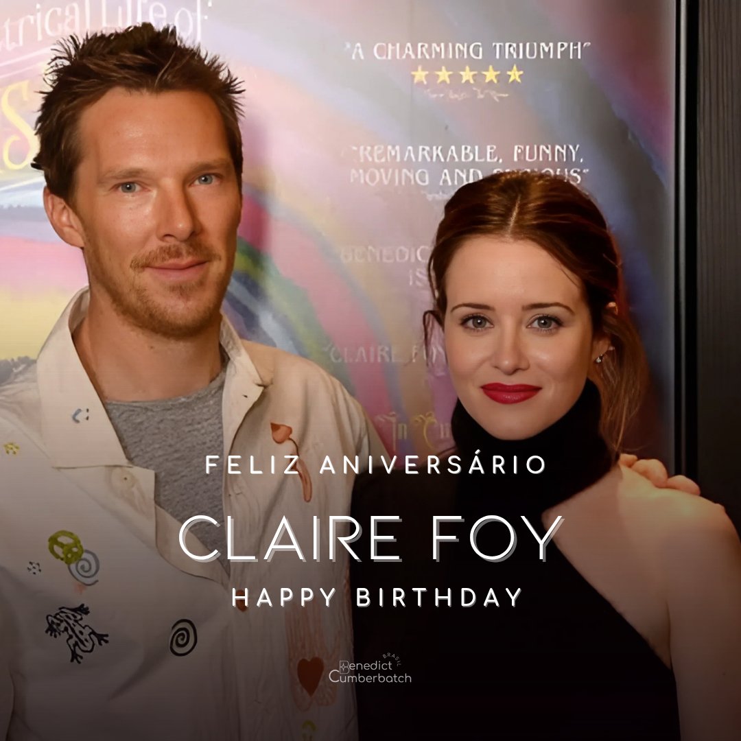 cumberbatch_br's tweet photo. Hoje é o dia dela, da bestie do patrão!🎂🎊

Feliz aniversário, Claire Foy!! Desejamos tudo de bom e claro, mais filmes com o nosso Benedict 😍 https://t.co/4FyNFK1DcN