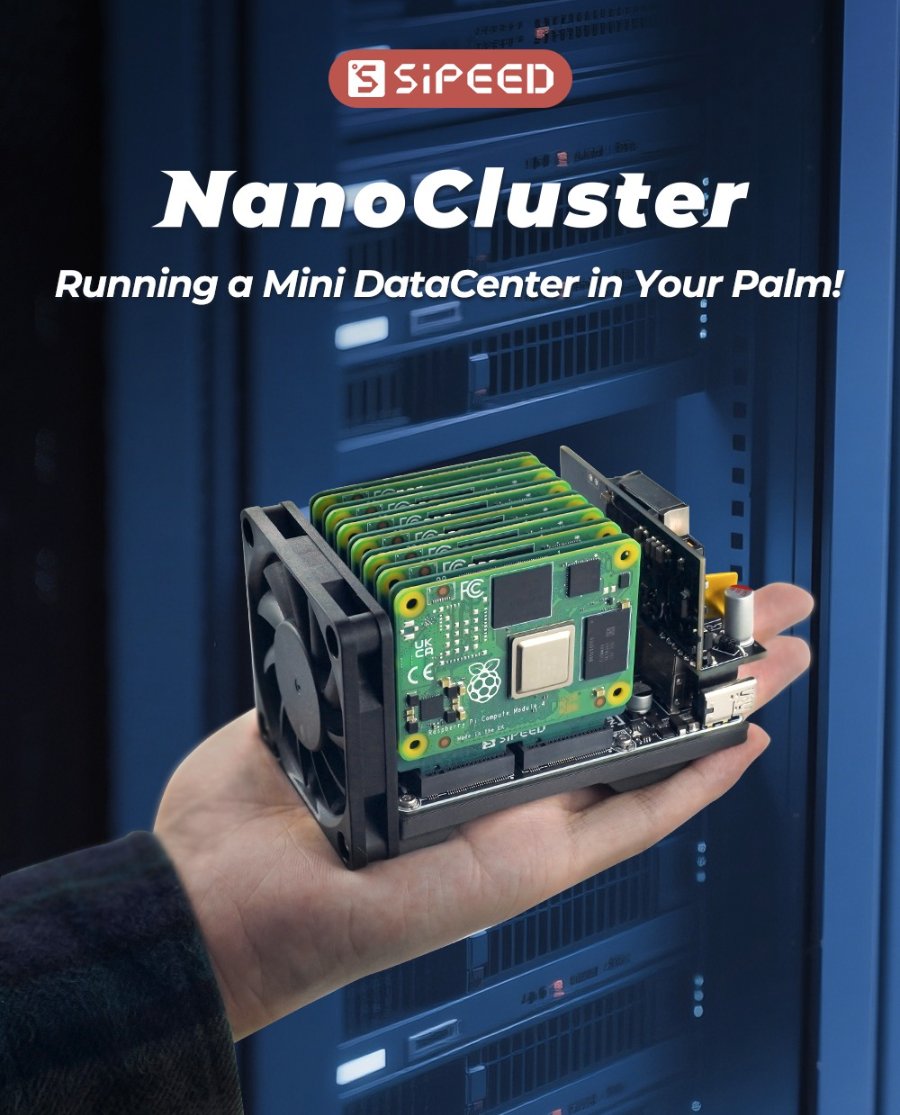 SipeedIO's tweet image. #NanoCluster: Running a Mini DataCenter in Your Palm!
Compact, Powerful, and ready for your next big idea.
Preorder&amp;amp;Explore the Cluster Computing: sipeed.com/nanocluster
#homelab #raspberrypi