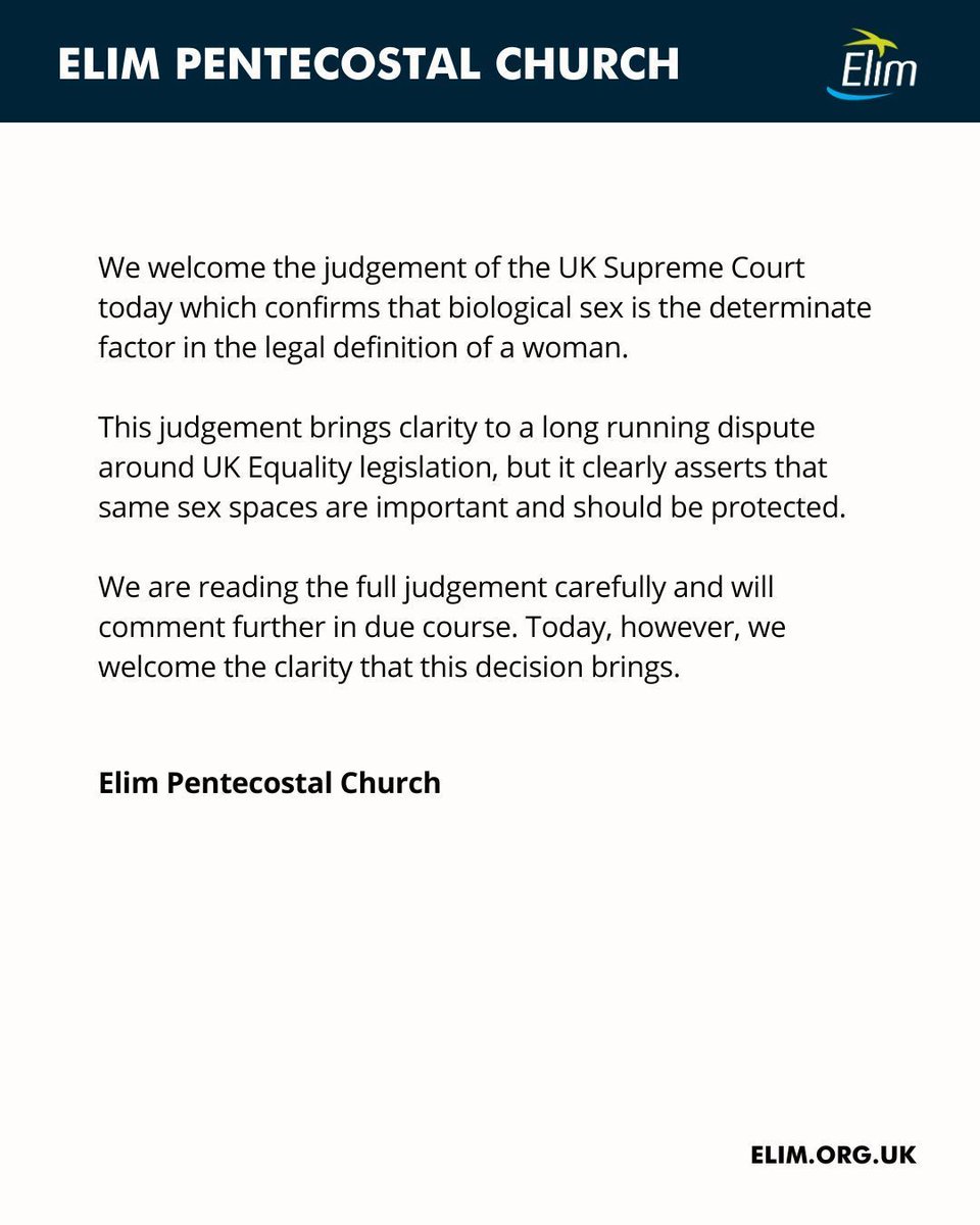 We welcome today's UK Supreme Court judgement confirming that biological sex is the determinate factor in the legal definition of a woman: bbc.co.uk/news/live/cvgq…