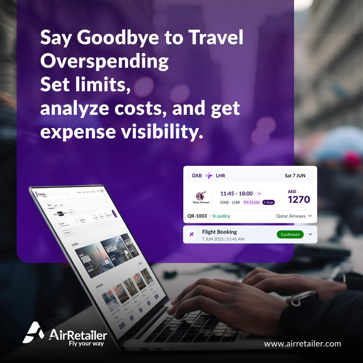 AirRetailer's tweet photo. As travel costs rise, businesses need smarter expense control. AirRetailer offers real-time tracking, spending limits, and cost-saving insights to prevent overspending without compromising quality.
.
.
.
#AirRetailer #TravelCost #Business #ExpenseControl #RealTimeTracking https://t.co/54gzWf0X7J