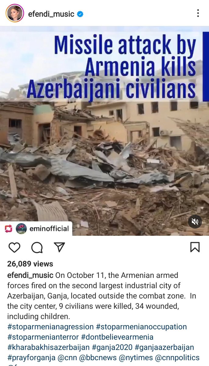monkunetor's tweet photo. Judging Efendi for this is ridiculous.

 Armenia literally bombed 2nd biggest city of Azerbaijan, which WAS NOT IN THE CONFLICT ZONE. And they bombed civilians, not military objects. https://t.co/CAteQoFiRX