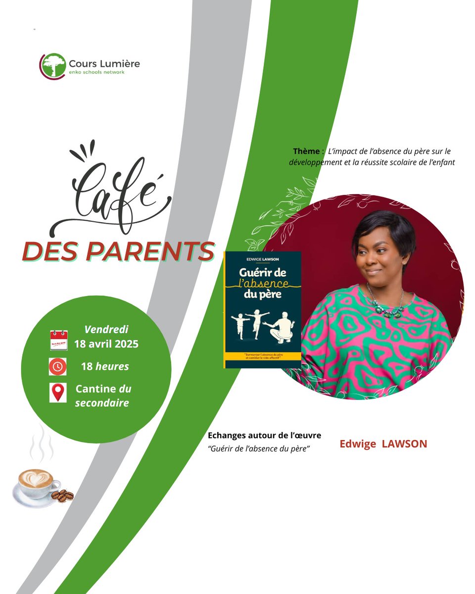 𝗚𝘂𝗲́𝗿𝗶𝗿 𝗱𝗲 𝗹'𝗮𝗯𝘀𝗲𝗻𝗰𝗲 𝗱𝘂 𝗽𝗲̀𝗿𝗲 : 𝗱𝗶𝗮𝗹𝗼𝗴𝘂𝗲 𝗮𝘂𝘁𝗼𝘂𝗿 𝗱𝗲 𝗹𝗮 𝗿𝗲́𝘂𝘀𝘀𝗶𝘁𝗲 𝘀𝗰𝗼𝗹𝗮𝗶𝗿𝗲. #CoursLumiere vous invite à un café des parents pour discuter du sujet ce vendredi 18 avril. Nous vous attendons nombreux !