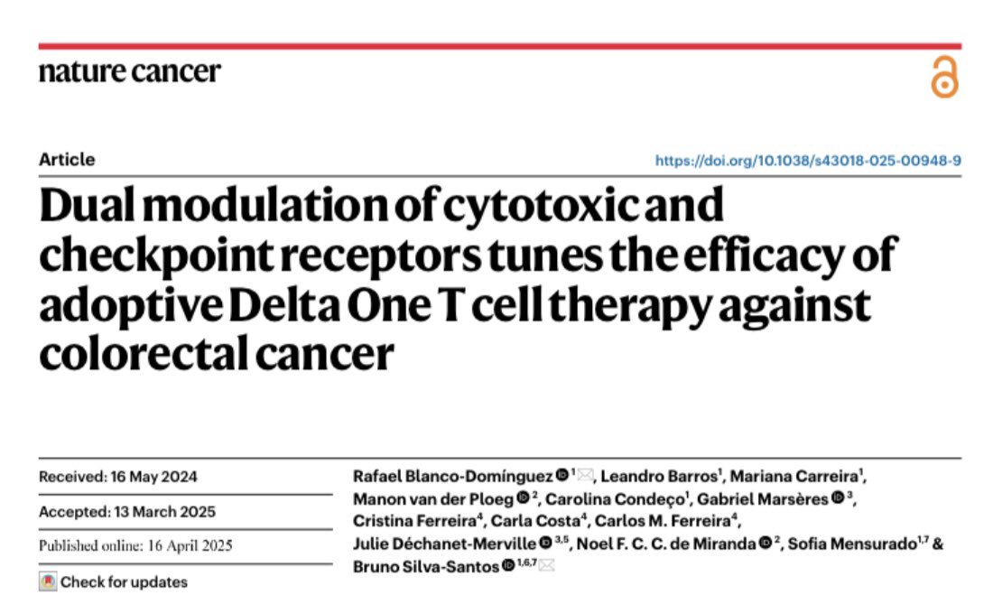 Bruno Silva-Santos (@bsilva_santos) on Twitter photo Our latest paper demonstrating the potential of āourā DOT cells against colorectal cancer has just been published in <a href="/NatureCancer/">Nature Cancer</a>:
rdcu.be/ehYwG
Many congrats to the whole team, especially <a href="/RafaelBlancoDom/">Rafa Blanco DomĆnguez</a>! :) Our latest paper demonstrating the potential of āourā DOT cells against colorectal cancer has just been published in <a href="/NatureCancer/">Nature Cancer</a>:
rdcu.be/ehYwG
Many congrats to the whole team, especially <a href="/RafaelBlancoDom/">Rafa Blanco DomĆnguez</a>! :)