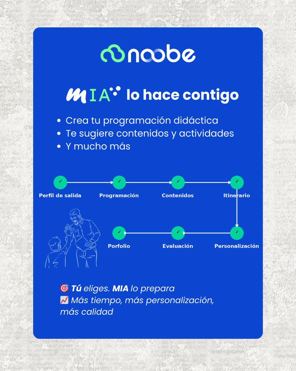 🧠 ¿Y si tuvieras una mente extra ayudándote a programar?
Con MIA, eso ya es una realidad:
✅ Te ayuda a planificar, personalizar y evaluar… sin estrés
✅ Transforma horas de trabajo docente en minutos
✅ Genera programación, contenidos, actividades y evidencias automáticamente