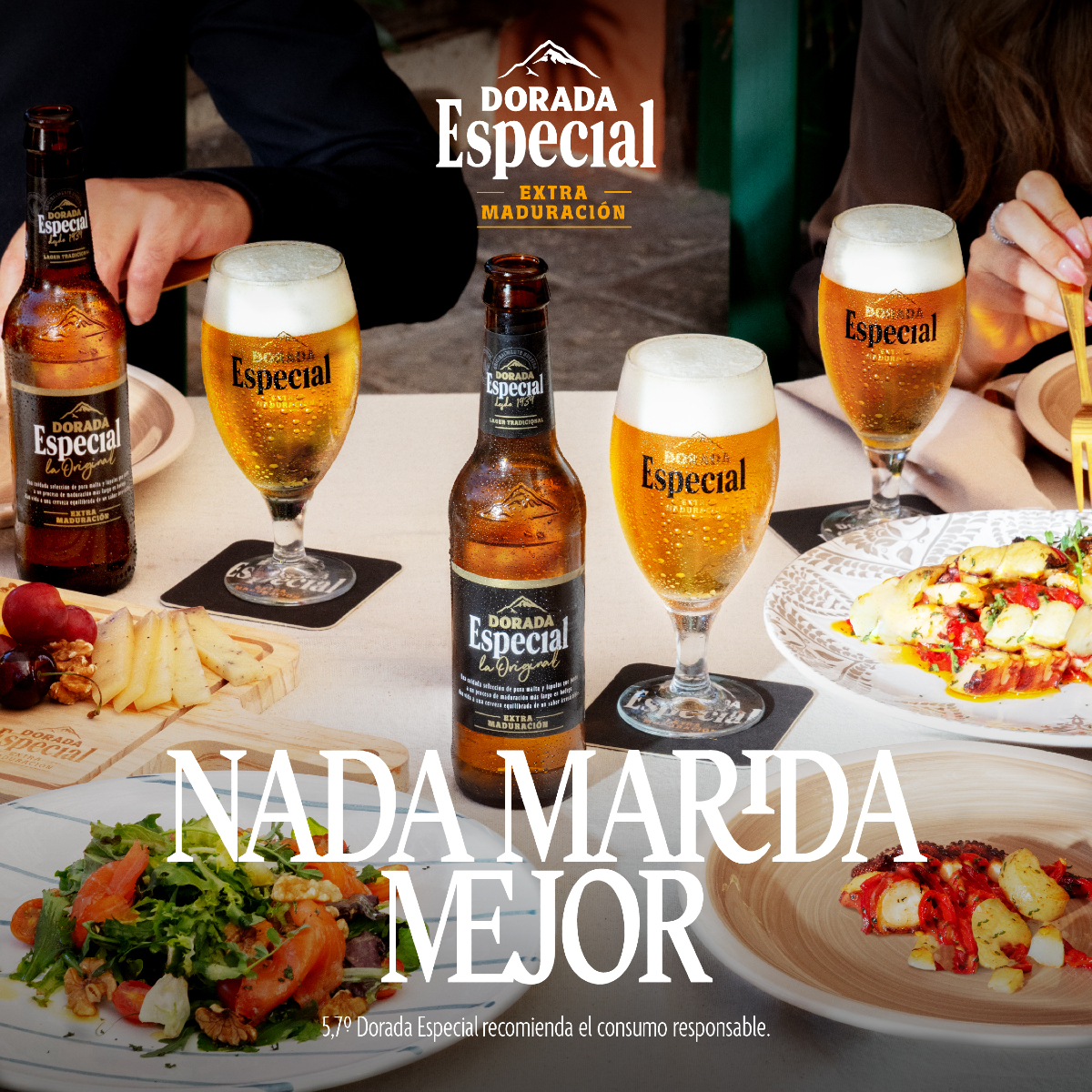 Un buen plato, Dorada Especial, y la compañía…todo en su punto. Nada Marida Mejor. Dorada Especial.