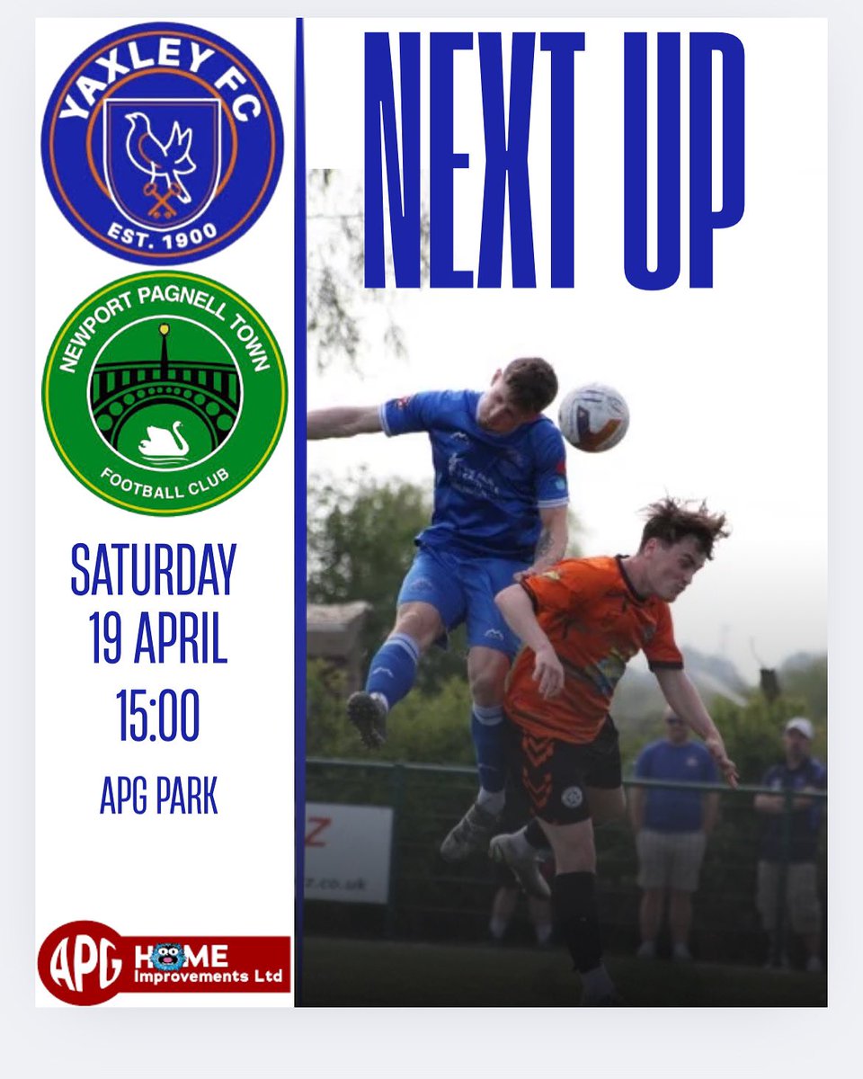 Yaxley Football Club (@yaxleyfootball) on Twitter photo FINAL HOME GAME OF THE SEASON!
We take on <a href="/nptfc/">Newport Pagnell Town FC</a> this Saturday in our final home game of the season. Come on down to support the boys as we look to make it 3 wins in 3!
Ticket prices:
Adults: £7
Concessions: £5
U16s FREE
🎨 <a href="/DomPalingJourno/">Dom_Paling</a> FINAL HOME GAME OF THE SEASON!
We take on <a href="/nptfc/">Newport Pagnell Town FC</a> this Saturday in our final home game of the season. Come on down to support the boys as we look to make it 3 wins in 3!
Ticket prices:
Adults: £7
Concessions: £5
U16s FREE
🎨 <a href="/DomPalingJourno/">Dom_Paling</a>