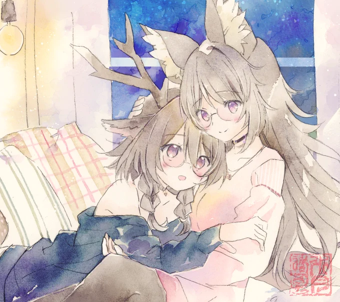 Skebご依頼ありがとうございました!オリジナルキャラクターちゃん優しい夜の雰囲気で描かせていただきましたホワー #Skeb #Commission より 