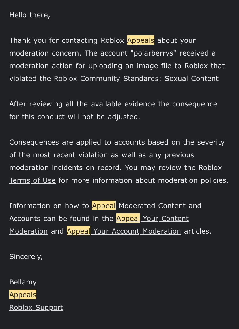 After weeks of false bans in the past 2 months, Polarberrys is getting permanently deleted in 2 weeks because AI flagged a pink tank top as “sexual content”.

5 other colors of the same top were approved.

i have poured hours on end into making items for everyone to enjoy. i’ve