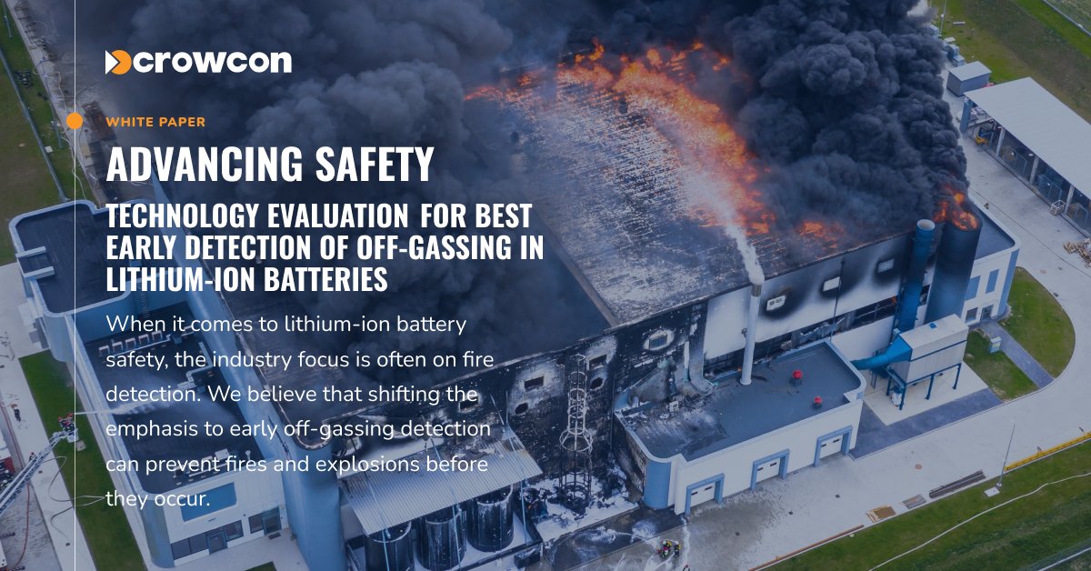 When it comes to #LithiumIonBatterySafety, the industry focus is often on fire detection. We believe that shifting the emphasis to early #OffGassingDetection can prevent fires and explosions before they occur. Download our #WhitePaper to learn more: eu1.hubs.ly/H0jkg0H0