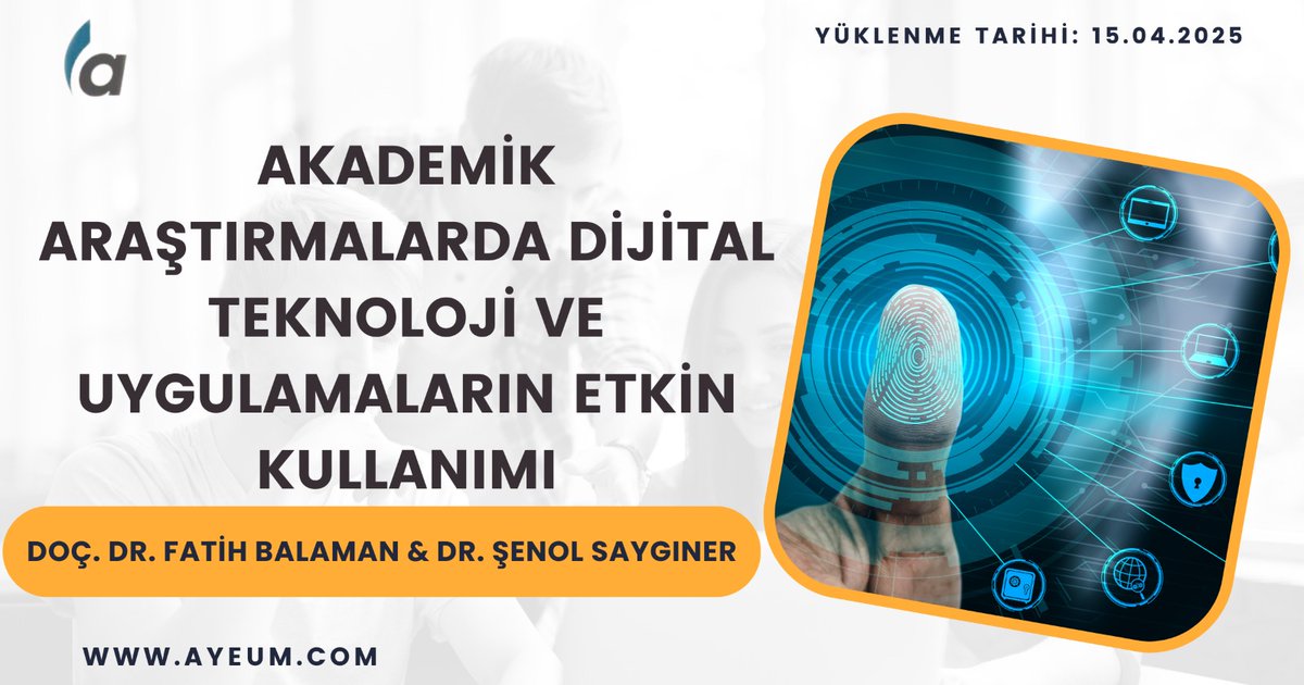 AYEUM Yeni Eklenen Eğitimler

1.  Akademik Araştırmalarda Dijital Teknoloji ve Uygulamaların Etkin Kullanımı Eğitimi

2. AMOS ile YEM:Basit,Seri,Paralel ve Durumsal Aracılı Modeller 

3.  Din Bilimleri (İlahiyat) Alanında Makale Yazma Eğitimi