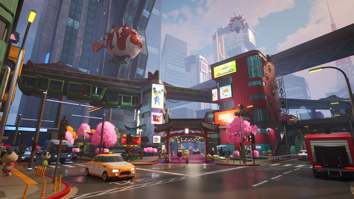 Anime Cyber City: Vibrant and stylized city brought to life within our anime universe. New inhabitants have moved in and are placed all around the city with Unreal mass crowd simulation. #blender3d #gamedev #ue5 #fab #games #anime #cyberpunk #kawaii