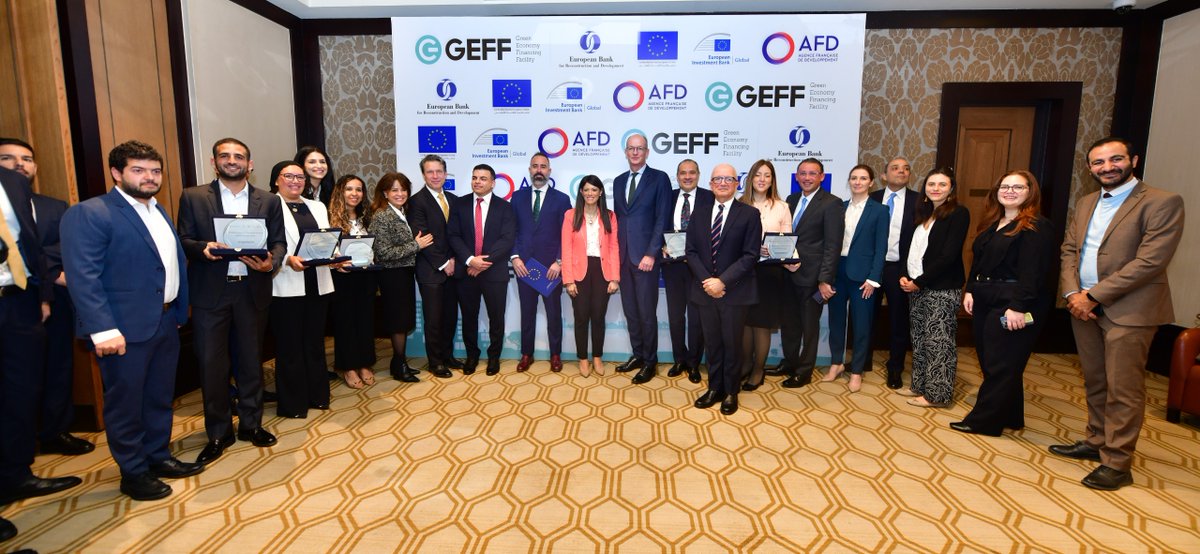 EBRD's tweet photo. Celebrating the impact of the first Green Economy Financing Facility (#GEFF) programme launched in 2018 in Egypt! To date EBRD &amp; our partners @EUinEgypt @EIB @AFD_France have provided US$ 154 million in financing under the #GEFF for investment in energy efficient technology. https://t.co/cToYNGyWTO