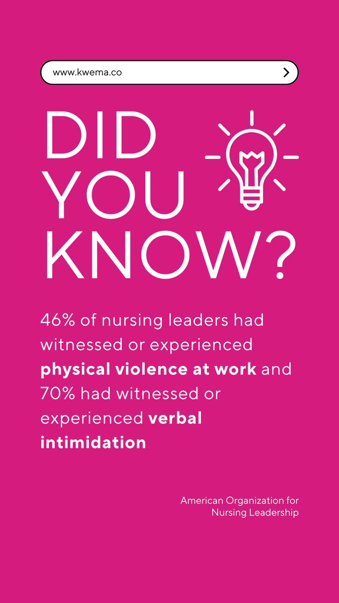 Kwema_'s tweet image. These numbers are not just statistics, they’re a call to action.

According to the latest AONL Insight Study, violence and intimidation remain a daily reality for nursing professionals.
#WorkplaceViolence #NurseSafety #HealthcareLeadership