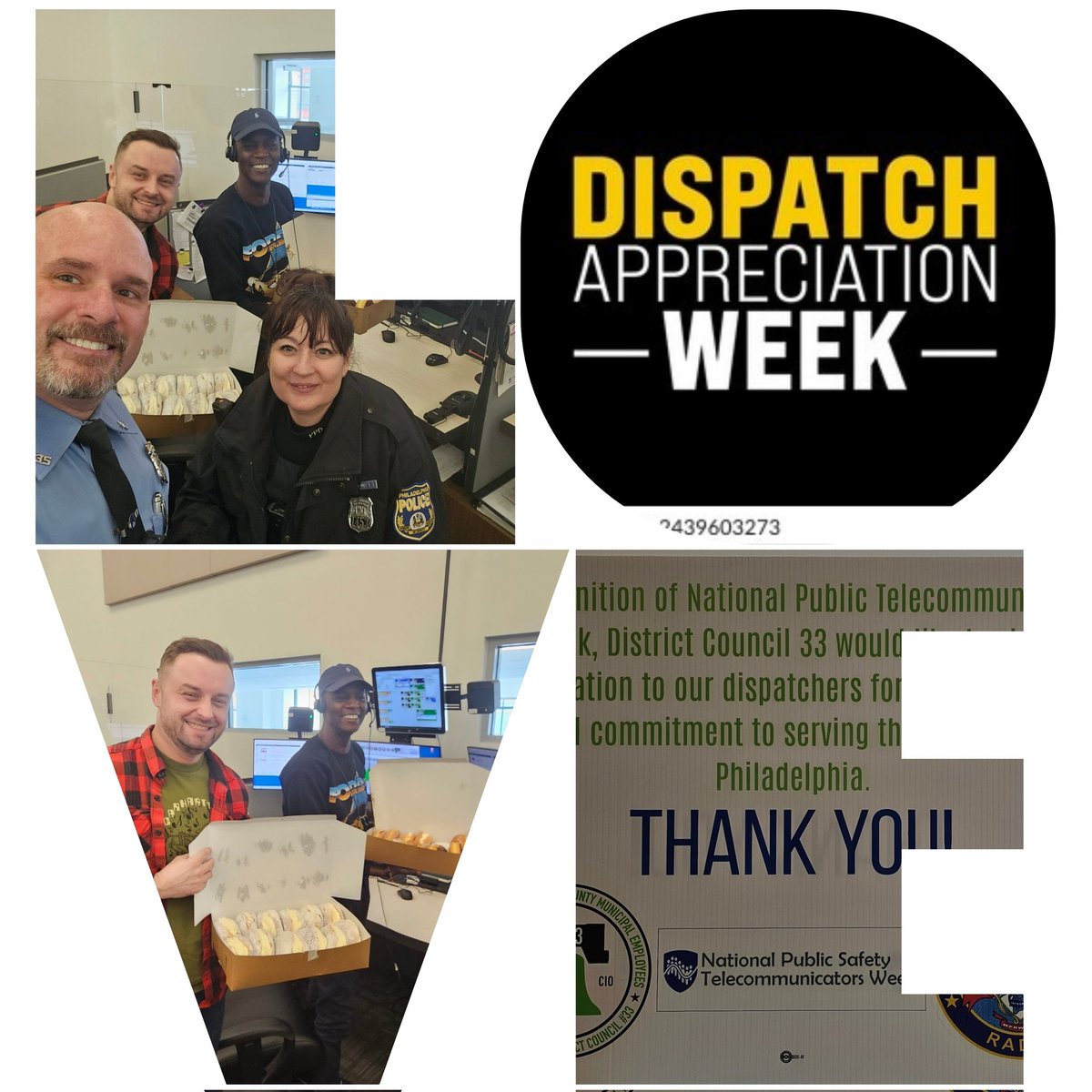 The <a href="/PPD35Dist/">PPD 35TH District</a> wants to send our thanks and appreciation to our radio dispatchers, especially our north console. You guys are our angels, and we appreciate all your hard work and keeping us safe!!
🖤💛🖤
<a href="/PPDComPrtBureau/">PPDComPartBureau</a> <a href="/PPDInspJThomas/">Insp. Westly J. Thomas</a> <a href="/PhillyPolice/">Philadelphia Police Department</a>