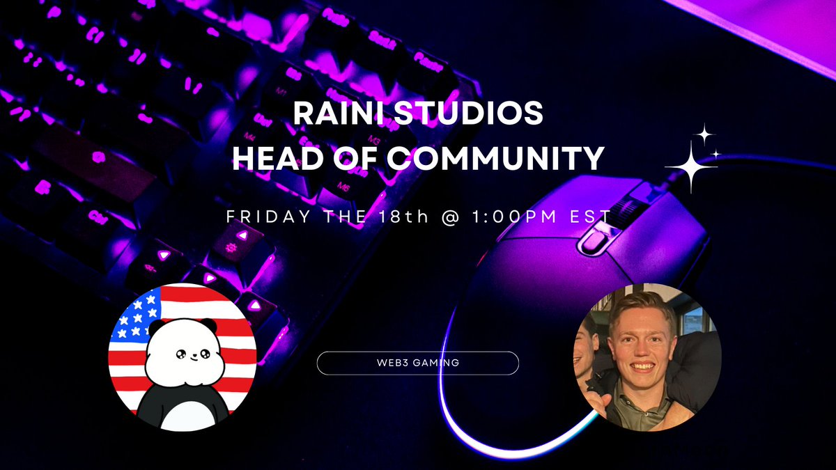 Lito 🔺 (@lito_hilario) on Twitter photo Friday the 18th at 1PM EST 🗓️
I look forward to talking to the head of community for Raini Studios <a href="/BitcornMoon/">Sebastiaan</a> 🦄🦄🦄
He’ll be talking about <a href="/raini_studios/">Raini Studios</a>, the first gaming studio to release a Web3 game on Epic Games 👾👾👾
As well as the latest gamify and market news 👏 Friday the 18th at 1PM EST 🗓️
I look forward to talking to the head of community for Raini Studios <a href="/BitcornMoon/">Sebastiaan</a> 🦄🦄🦄
He’ll be talking about <a href="/raini_studios/">Raini Studios</a>, the first gaming studio to release a Web3 game on Epic Games 👾👾👾
As well as the latest gamify and market news 👏
