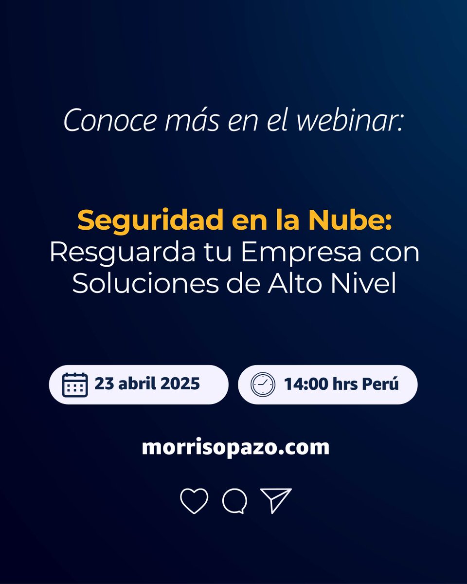 #Webinar | Resguarda tu empresa con soluciones en la #Nube de alto nivel. Regístrate aquí 👉 hubs.li/Q03hG1hK0 🔐 La seguridad en la nube no es opcional. Es una necesidad crítica para cualquier empresa que quiera crecer de forma sostenible y segura.