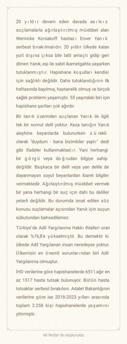 Enver Yanık' ın ailesi ve arkadaşları olarak adil yargılanma hakkı talep ediyoruz.
#EnverYanikicinAdalet
<a href="/chdgenelm/">Çağdaş Hukukçular Derneği</a> 
<a href="/gorulmustur/">Görülmüştür</a> 
<a href="/evrenselgzt/">Evrensel Gazetesi</a> 
<a href="/seyhanavsar/">Seyhan Avşar</a> 
<a href="/MSTanrikulu/">Sezgin Tanrıkulu</a> <a href="/gergerliogluof/">Ömer Faruk Gergerlioğlu</a>