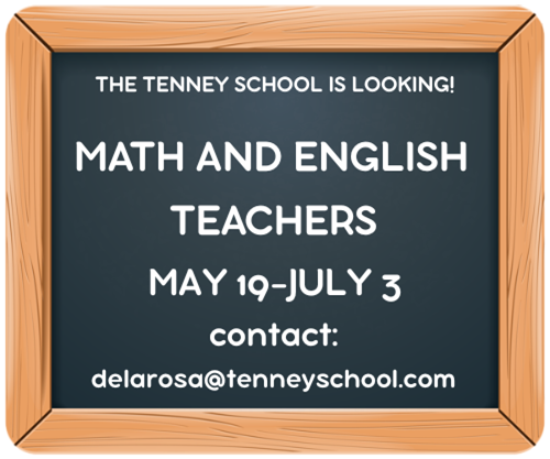 tenneyschool's tweet photo. Join Our Summer Team! ☀️📚
The Tenney School is hiring Math and English teachers for our summer sessions, running May 19 – July 3.

Interested or know someone who might be? Reach out to delarosa@tenneyschool.com for more info! https://t.co/rI9fgz0HQh