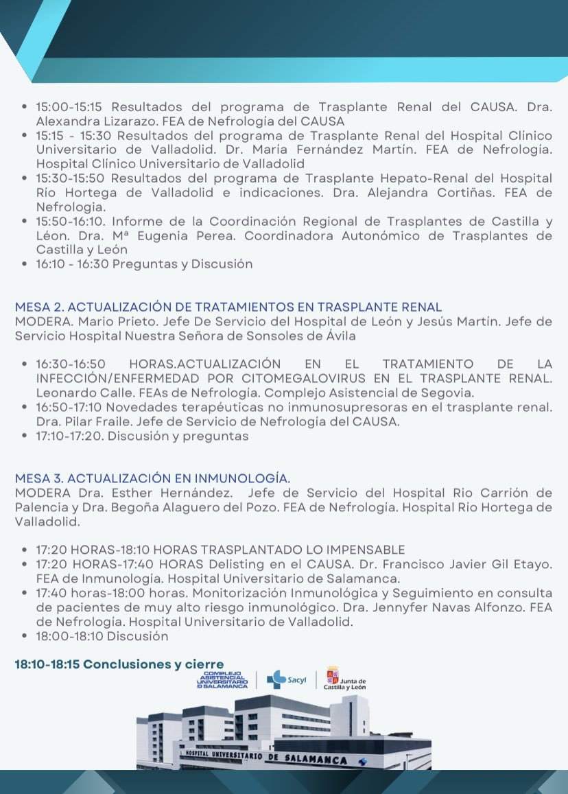 La IV Reunión de Formación sobre el seguimiento y las complicaciones en pacientes con trasplante renal, páncreas-riñon y hepato-renal se celebrará el 29 de Abril en el Colegio Fonseca. No pierdas la ocasión de inscribirte!Jornada para celebrar,analizar,compartir y mejorar.