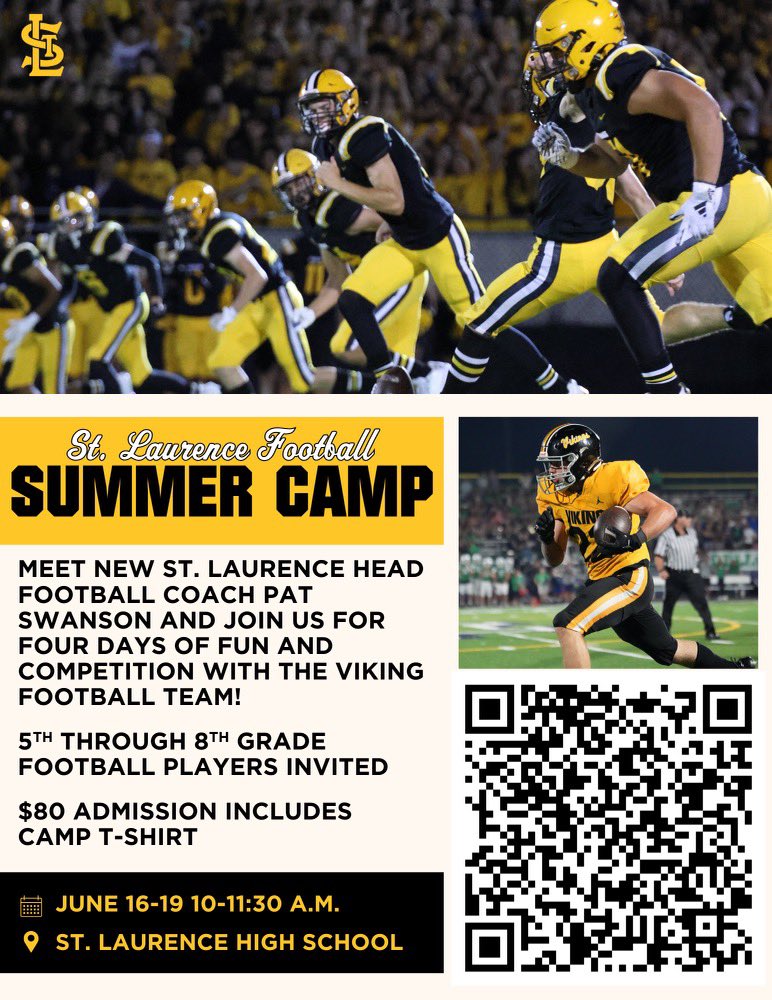 St. Laurence Football (@stlvikingfb) on Twitter photo Looking for a full day of ๐, ๐, โพ๏ธ?
We are tripling up with <a href="/stlbaseball1/">St. Laurence Baseball</a> and <a href="/stlvikinghoops/">St. Laurence Basketball</a> for four FULL days of learning and fun! If youโre a multi-sport athlete between 5th and 8th grade, this is the spot for you!
Sign up below!
Transportation included
#GoVikes ๐กโซ๏ธโ๏ธ Looking for a full day of ๐, ๐, โพ๏ธ?
We are tripling up with <a href="/stlbaseball1/">St. Laurence Baseball</a> and <a href="/stlvikinghoops/">St. Laurence Basketball</a> for four FULL days of learning and fun! If youโre a multi-sport athlete between 5th and 8th grade, this is the spot for you!
Sign up below!
Transportation included
#GoVikes ๐กโซ๏ธโ๏ธ