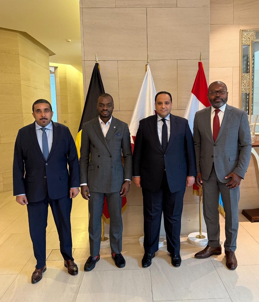 Amb_KFALHajri's tweet photo. Engaging discussion with Mr. Adébissi Djogan, Founder-Executive Director &amp; Ambassador Viwanou Gnassounou, Chairman of the Steering Committee of the APO on the outcomes of the 3rd edition of the APO summit &amp; on ways to promote peace, stability &amp; prosperity in the world. https://t.co/ikaMeTYEE4