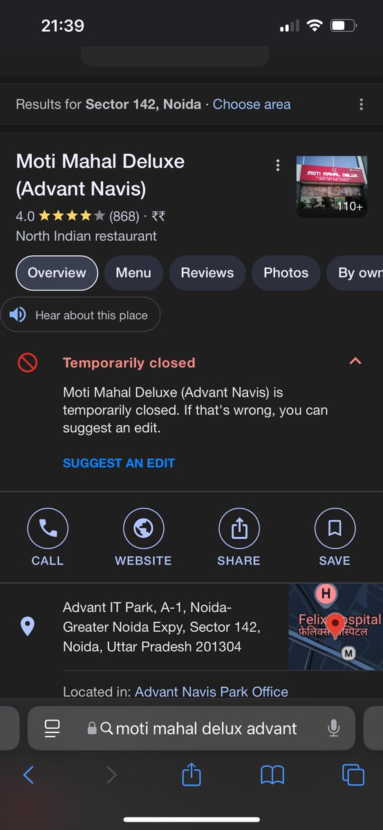 moagarwa's tweet photo. @Swiggy @fraud #fraud @MotiMahalDel The restaurant is temporarily closed and they served the food from there. Adding the screenshot beware guys. bloody cheats. I don’t know from where they served the food. @FoodCorporatio2 https://t.co/pwXaXOdwob