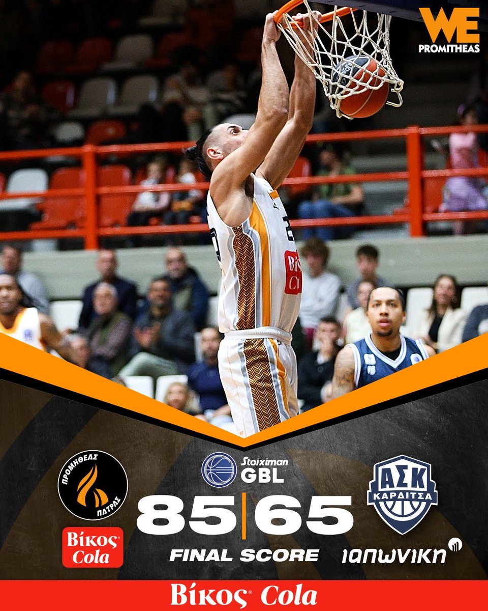 promitheasbc's tweet image. ⏳ Final Score
🇭 #promitheaspatras 85
🇦 ΑΣ Καρδίτσας Ιαπωνική 65
🤝 Βίκος Cola
#promitheasbc #wepromitheas #StoiximanGBL #vikos #vikoscola #dipsagiavikoscola