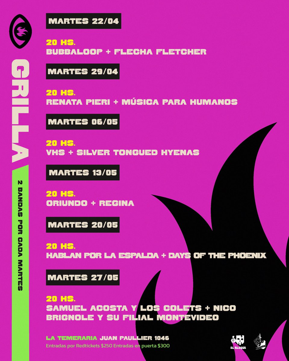 Phiop_uy's tweet photo. Se viene la segunda edición de estos cruces electroacústicos en la temeraria.

Todos los martes dos bandas se desarman y reconfiguran para tocar en un nuevo formato.

De yapa cenas una rica cena de La Temeraria 🌱 https://t.co/lGVV1eenoP